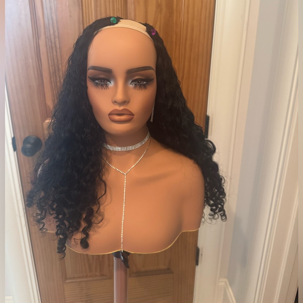 Custom 24” Raw Burmese Curly U-Part Wig – Black w/ Red Highlights – New